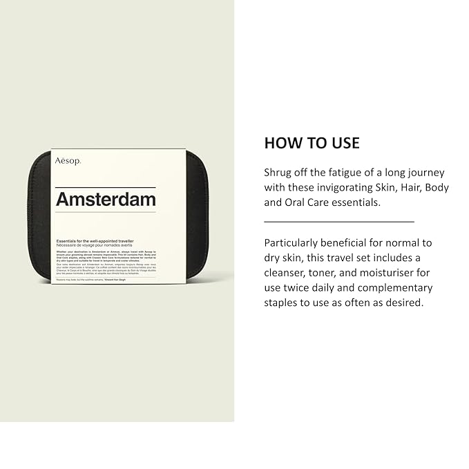 Aesop Amsterdam Travel Kit | Unisex Luxury Skincare & Haircare Set for Travel | TSA-Approved
