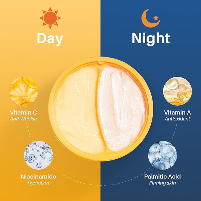 Day & Night Cream Combo, Anti-Wrinkle Hydrating Face Cream with Vitamin C + Firming Renewal Night Cream with Vitamin A, Universal 2-in-1 Formula for All Skin Types, 3.4 Oz