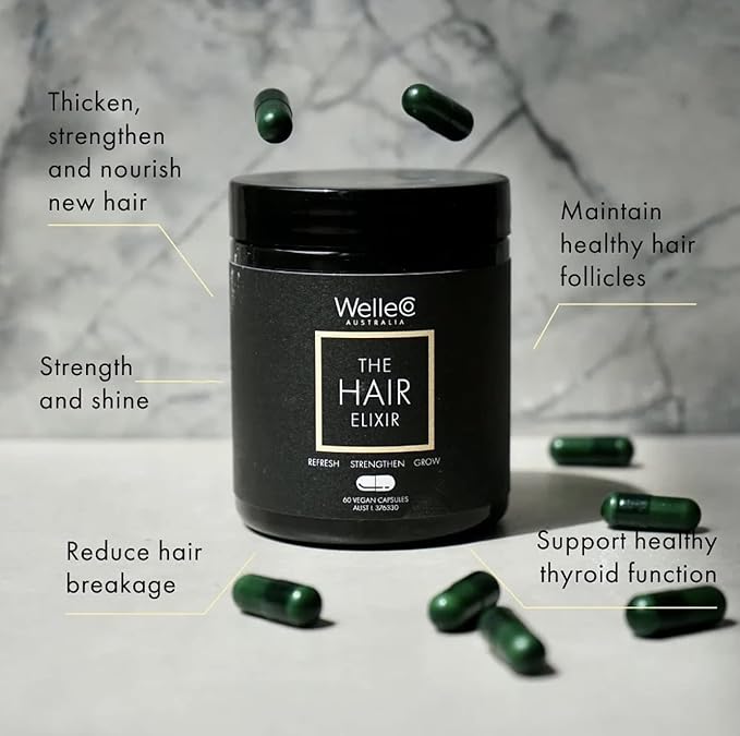 WelleCo, The Skin Elixir + The Hair Elixir, Vegan Beauty Supplements Bundle, Promotes Hair Growth & Reduces Breakage, Supports Healthy Skin & Collagen Formation, 60 Capsules Each