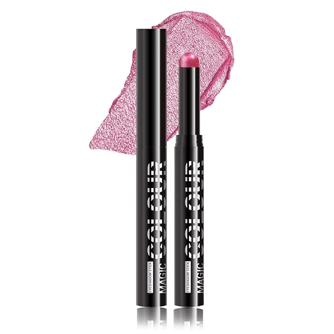Pink Glitter Eyeshadow Stick, Light Pink Shimmer Eyeshadow, Hot Pink eyeshadow Stick Pencil, Waterproof Long Lasting High Pigment Eye Shadow Crayon Pen, Women Eye Highlighter Stick (20#)
