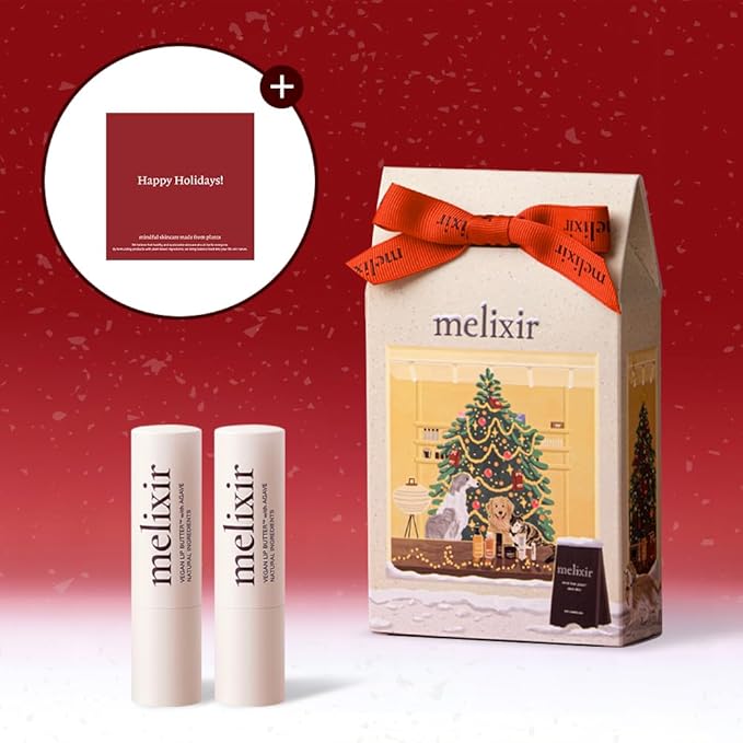 Melixir Vegan Lip Butter Duo Set – Holiday Stocking Stuffers for Women, Makeup Christmas Gift, Hydrating Tinted Chapstick, Shea Butter & Vitamin E for Dry Cracked Lips, Trendy Lip Balm Kit for Girls