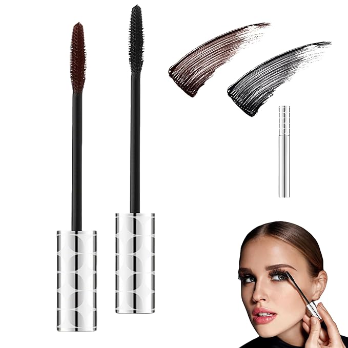 Mascara for Older Women 60 Plus, Mascara Volume and Length for Mature Women with Thinning Lashes, Non Clumping Waterproof Long Wear (Black+Brown)