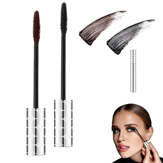 Mascara for Older Women 60 Plus, Mascara Volume and Length for Mature Women with Thinning Lashes, Non Clumping Waterproof Long Wear (Black+Brown)