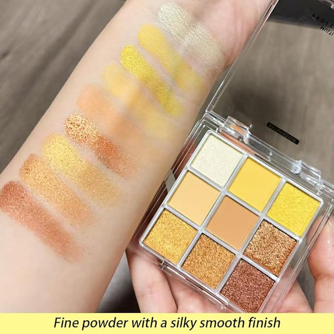 Gold Yellow Brown Smokey Goth Eyeshadow Palette Makeup,Natural Powder Eye Shadow Palette Long Lasting Naturing-Looking,Basic Gold Brown Shade for Halloween,Vegan