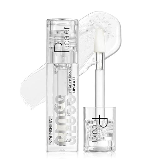 Pudaier Glossy Lip Stain, Excellent Recovery, Moisturizing Lip Care Clear Lip Oil, Hydrating Plumping Lip Gloss Balm, Non-Sticky Long Lasting Light Texture LipGloss Oil for Dry Lip (01 Ice Crust)