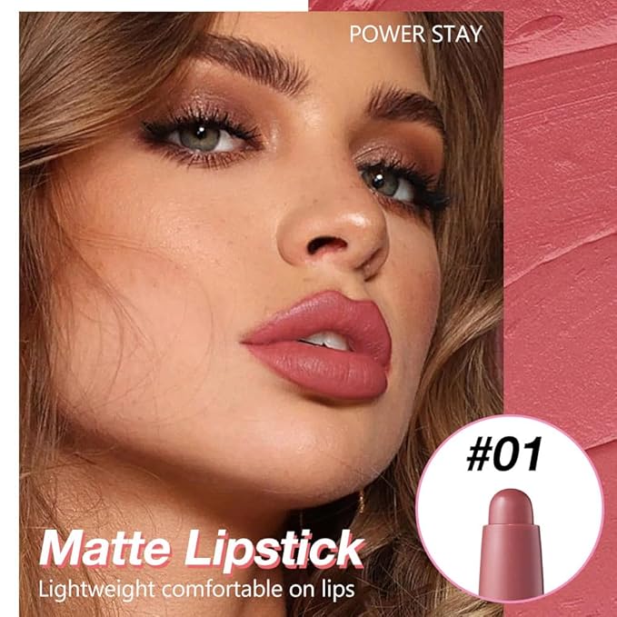 Nude Brown Matte Lipstick Crayon for Women, Long Lasting Waterproof Velvet Lip Liner Pencil, High Pigment Creamy Lipstick, Longwear Non-Drying Lip Makeup Cruelty-free 24 Hours Original, 01#