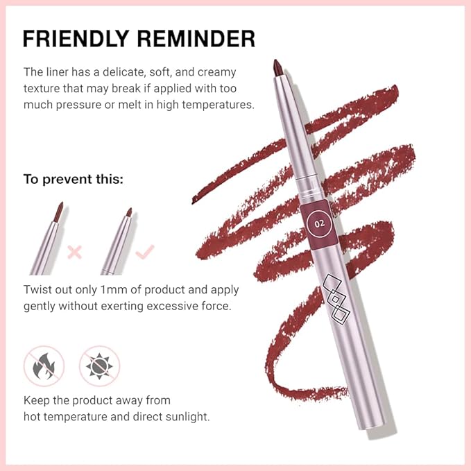 Retractable Lipliner Pencil Waterproof Makeup for Lip Liner and Eye Liner, Smooth and Creamy, Long Lasting Matte Finish, Vegan Beauty, Matte Velvet Pigmented Lip Liner (02#Cherry Red, 1)