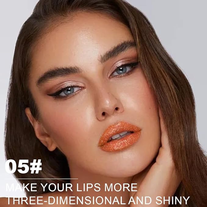 Kaely Glitter Metallic Lipstick, Shimmer Metallic Lipsticks for Women, High Pigmented Lip Gloss Long Lasting Waterproof Smudge Proof 24 Hour, Halloween Makeup, Vegan & Cruelty-Free, 05