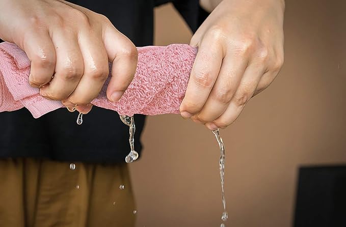 Softolle 100% Cotton Washcloths 24 Pack (12x12 Inches) Soft, Highly Absorbent Washcloth, Face Towels, Wash Cloths for Face, Ring Spun, Bulk Pack (Pink)