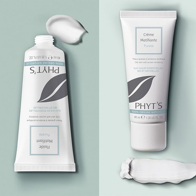 Phyts Purity Mattifying Fluid - Face Moisturizer for Oily Skin - Face Cream with Absorbent Silicas and Essential Oils - Refines Skin Texture - 1.35 oz