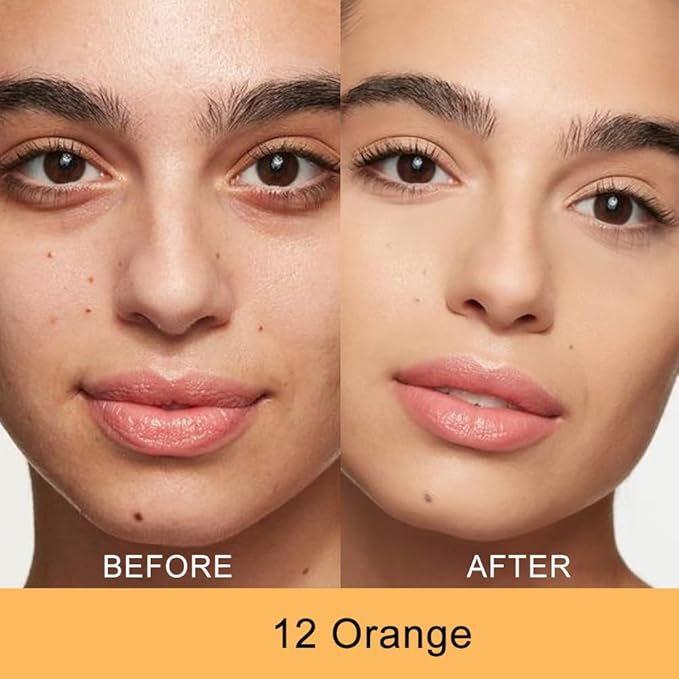 Kaely Pot Concealer Full Coverage, Under Eye Brightener Color Correcting Concealer for Dark Circles, Waterproof Foundation Face Makeup, Eye Ring Corrector de ojeras, 12 Orange