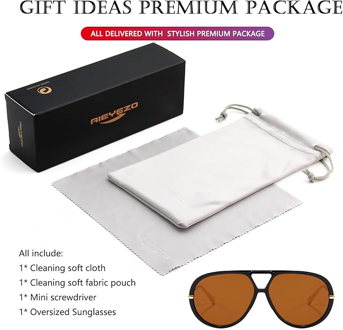 AIEYEZO Oversized Aviator Sunglasses Women Men Fashion Retro Big Frame Sun Glasses Designer Ladies Shades