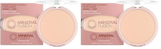 Mineral Fusion Pressed Powder Foundation, Warm 1-0.32oz ea (Pack of 2)