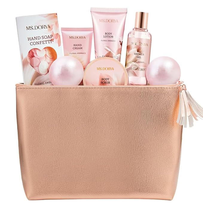 Spa Gift Baskets for Women Mom, Birthday Gifts for Her Wife, - 8 Pcs Relaxing Self Care Gifts Set with Cosmetic Bag & Bubble Bath, Ideal Mothers Day Gifts for Women, Wife, Girlfriend, Mom