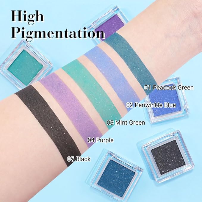 Shimmer Single Eye Shadow Palette Makeup, Mint Green Shimmer Glittler Monochrome Eyeshadow For Green Blue Eye, Mini Pigmented Waterproof Sombras Para Ojos, Vegan, Talc,Paraben & Cruelty Free