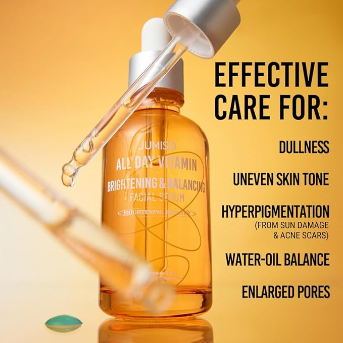 JUMISO All Day Vitamin Serum, Brightening & Balancing Facial Serum 30ml, 1.01 fl oz, 86.14% of Vitamin Tree Extract, 20,000ppm of Niacinamide