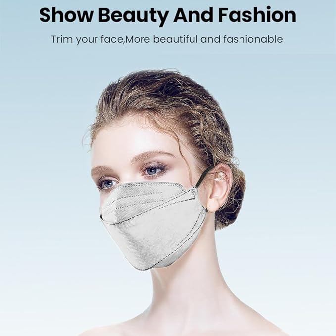 100Pcs KF94 Masks, Individually Wrapped 3D Fish Type Masks for Adult, 4 Layer Protective Face Mask