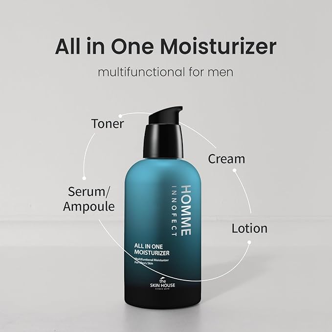 HOMME INNOFECT All-in-One Skincare Duo for Men | Foaming Face Wash & All-in-One Moisturizer (Toner + Serum + Aftershave Balm) | Korean Skin Care for Sensitive Skin | Gift for him