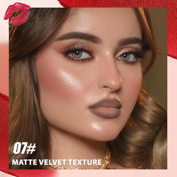 BINGBRUSH 2in1 Matte Lip Liner and Lipstick Combo, Lipstick for Women, Longwear Waterproof Matte Lip Liner Pencil, Lip Combo Smudge Proof lipstain, Women's Long Lasting Lip Makeup (7#Cocoa Dusk)