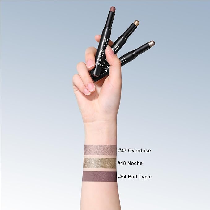 FOCALLURE 3PCS Cream Eyeshadow Stick Sets,Matte and Shimmer Eye Brightener, High Pigmented Crease-proof Pencil,Long Lasting Eye Shadow Highlighter Makeup,Buried Moonlight