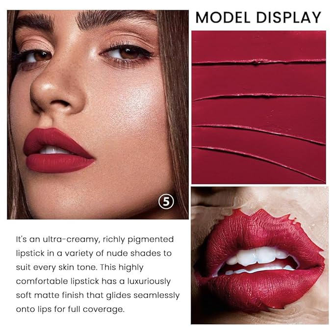 3 Pcs Matte Velvet Lipstick for Women Set,Nude Long Lasting Matte Lip Stick 24H Waterproof for Girls Natural Lip Makeup,Matte Non-Stick Lipstick Makeup for Women,labiales magicos 24 horas originales