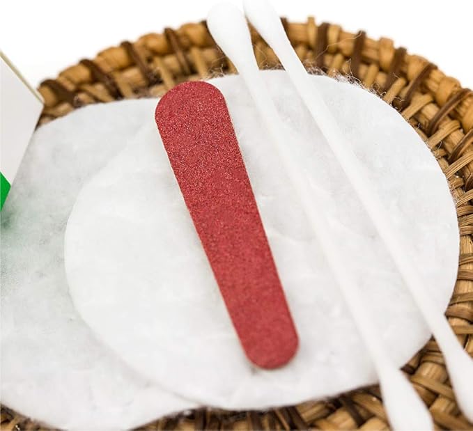 ECO amenities Cotton Rounds Travel Set - 500-Piece White Set - Individually Wrapped Cotton Swabs & Disposable Nail Files - Bulk Travel Toiletry Kit for Hotels