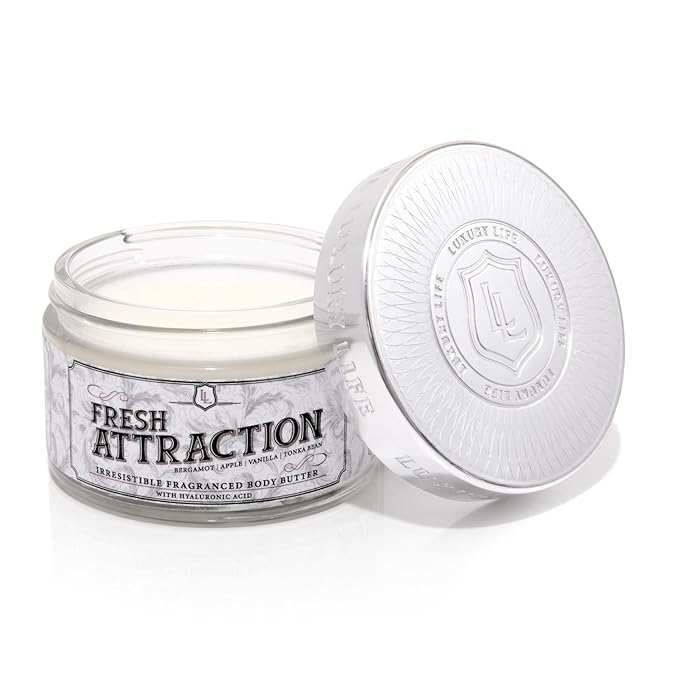 LUXURY LIFE BUTTER - Irresistibly Scented Body Butter with Hyaluronic Acid for Ultimate Moisture. Luxurious Natural Fragrance. Hydrates for a Non-Greasy Glamorous Glow, Fresh Attraction, 5 oz.