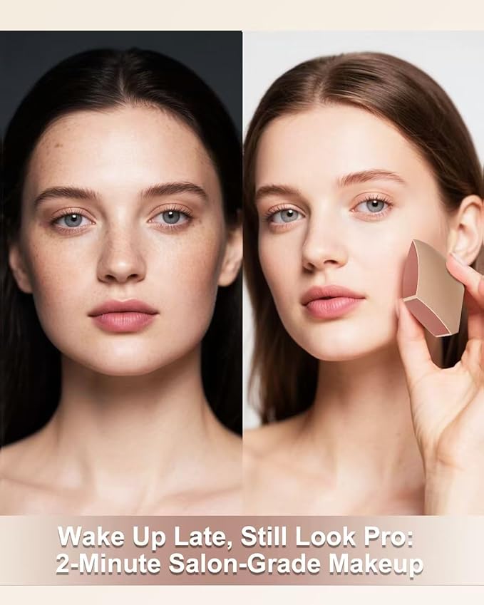 Large 2PCS Honeycomb Film Makeup Sponges for Foundation, Reduce Liquid & Foundation Waste,Skip the Pre-Wetting Blender Sponge Process,Soft and Latex Free,Friendly for Travel Take