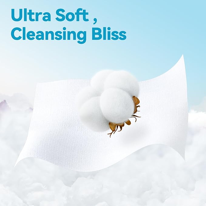 Winner Soft Face Towels, Upgraded Thicker 100% USA Cotton Dry Wipes, Unscented and Gentle on Sensitive Skin, Disposable Makeup Remover and Facial Towelettes (480 Count, Pack of 6)