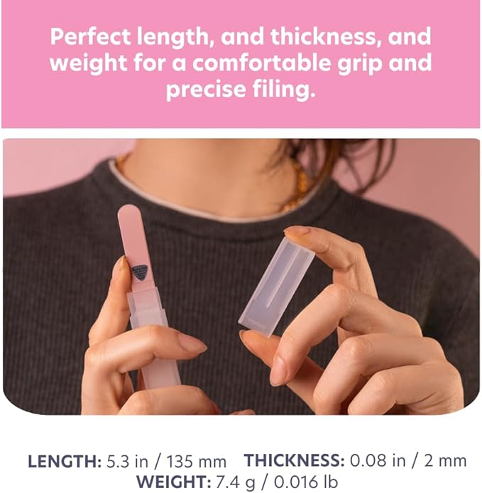 Bona Fide Beauty Czech Glass Nail File for Natural Nails (Peach) - Fine Grit (180/240) Crystal Fingernail File with Clear Case. Travel Friendly Nail Care