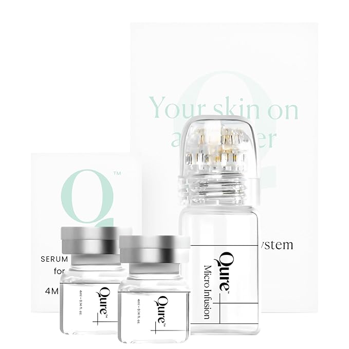 Qure Micro Infusion System for Face & Neck - Facial Moisturizing Essence, Even-looking tone, Serum for All Skin Types, Refreshed and Luminous Skin - 1-Month Supply