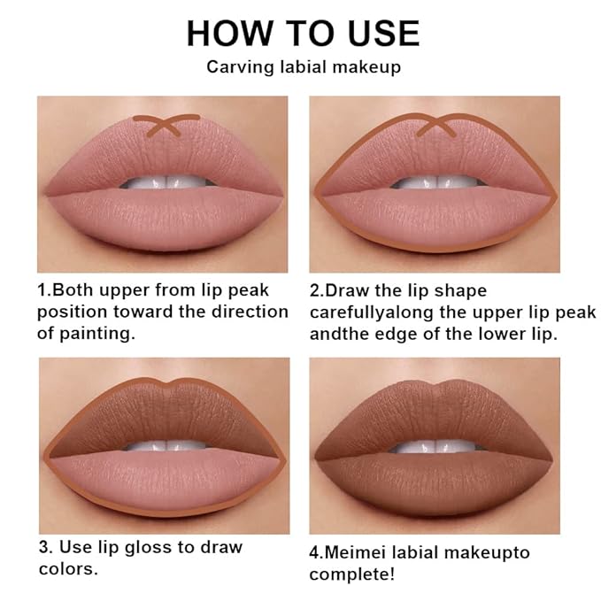 evpct 2Pcs Medium Brown Beige Lip Liner and Matte Lipstick Makeup Sets Vegan Lipstick Lip Liner and Gloss Set Long Lasting Waterproof labiales mate 24 horas originales matte larga duracion 24 25#