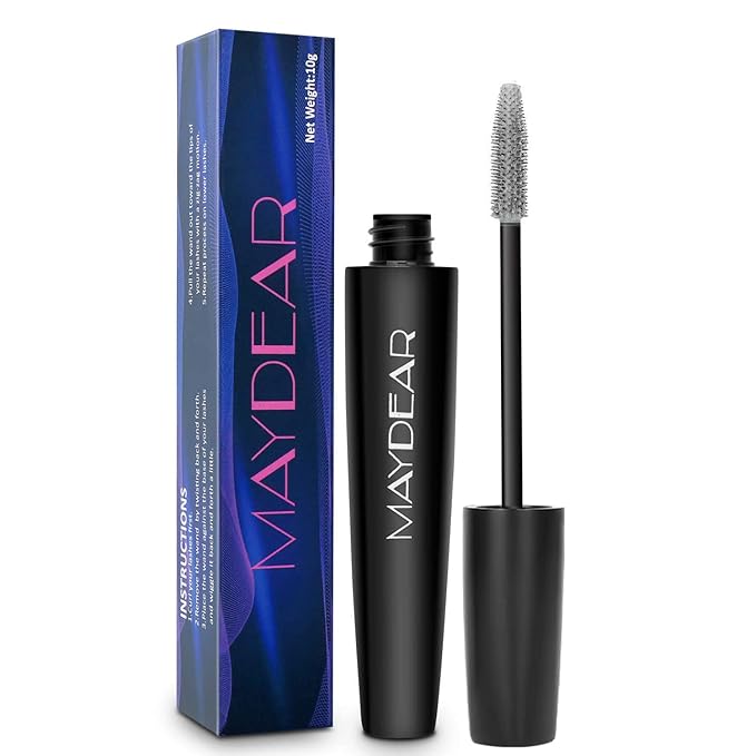 Maydear Silver Colored Mascara – Waterproof, Long Lasting, Smudge-Proof, Fast-Drying Lengthening Mascara for Party & Stage Make