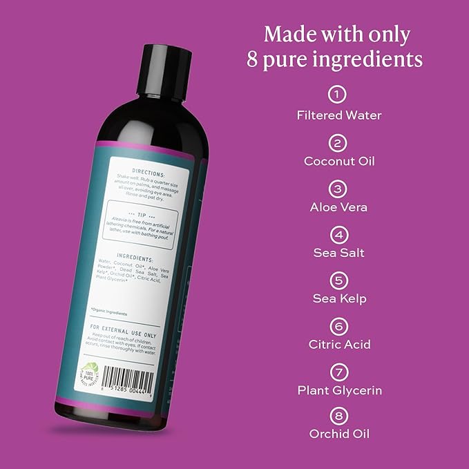 Aleavia Body Cleanse – Organic & All-Natural Prebiotic Body Wash with Pure Cold-Pressed Orchid Oil – Nourish Your Skin Microbiome – 16 Oz