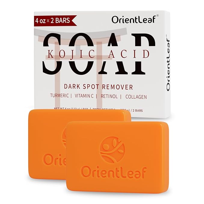 Kojic Acid and Turmeric Soap for Dark Spots Remover, Brightening, Hyperpigmentation for Face, 4oz x 2 BARS