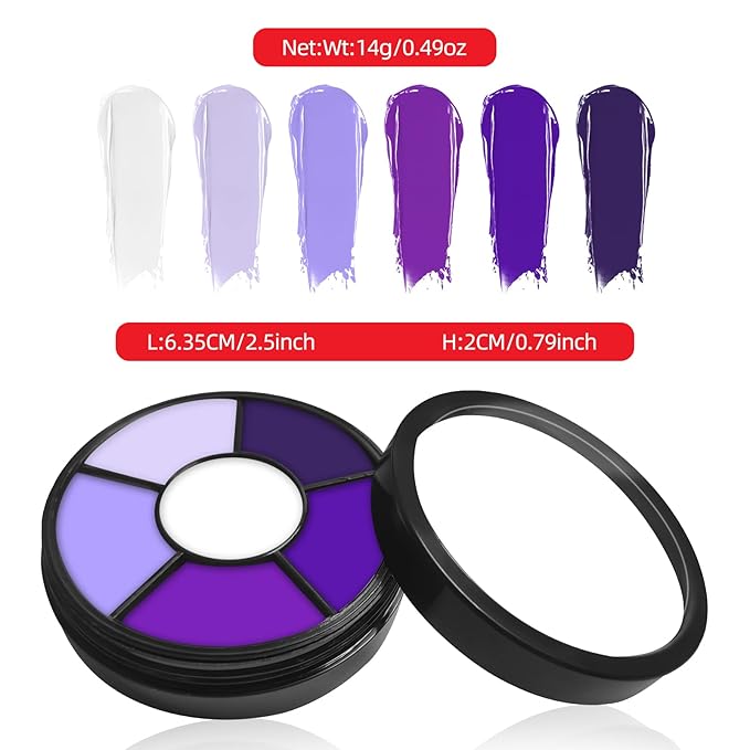 Go Ho 6 Colors Purple Face Body Paint,Cream Water Based Makeup for Adults Children Halloween Cosplay,Body Paint FX Makeup Palette,Professional Face Paint Purple Makeup