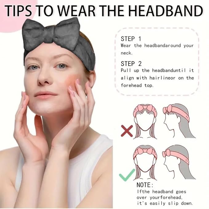 Spa Headband,Makeup Headband Set,For Face Washing Skin Care Accessories,Girls Headbands and Wristbands for Washing Face Head and Wrist Band Set