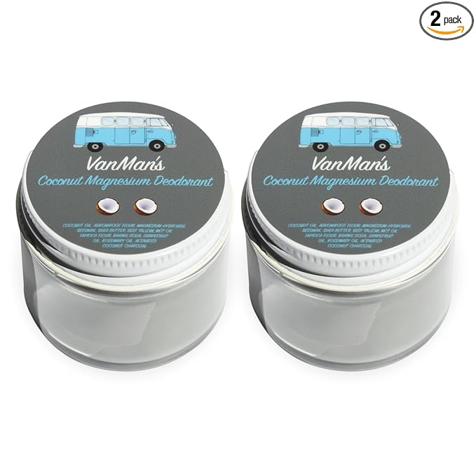 Vanman’s - Handmade Coconut and Magnesium Deodorant (2 Pack) - Odor Control for Underarms - Routine Deodorant For Women and Men - Personal Care Products - 2.8 oz