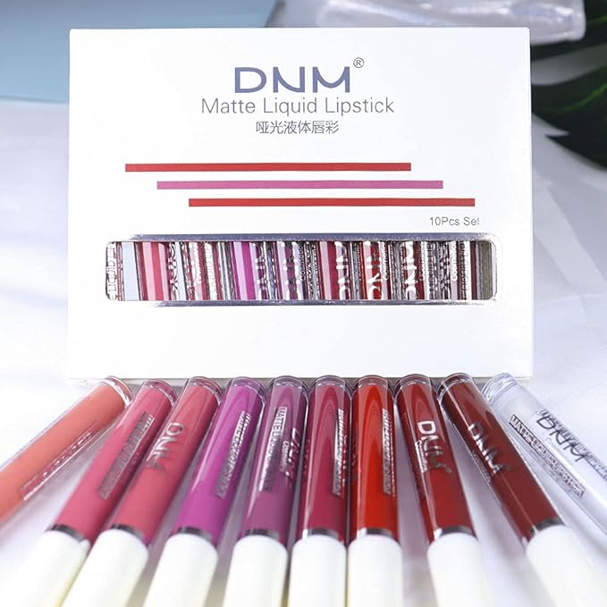 evpct 9Pcs Deep Red Black Matte Liquid Lipsticks + 1Pcs Clear Lip Plumping Plumper Gloss Makeup Set Long Lasting Lipstick 24 hour Waterproof labiales matte mate larga duracion 24 horas originales