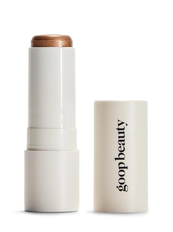 goop Beauty Glow Skin Highlighter Stick | Multi-Use Highlighter with Pearlescent Glow | Amino Acid & Micropearl Blend | Makeup and Skincare | Sunny: Cool-Toned Bronze | 0.28 oz