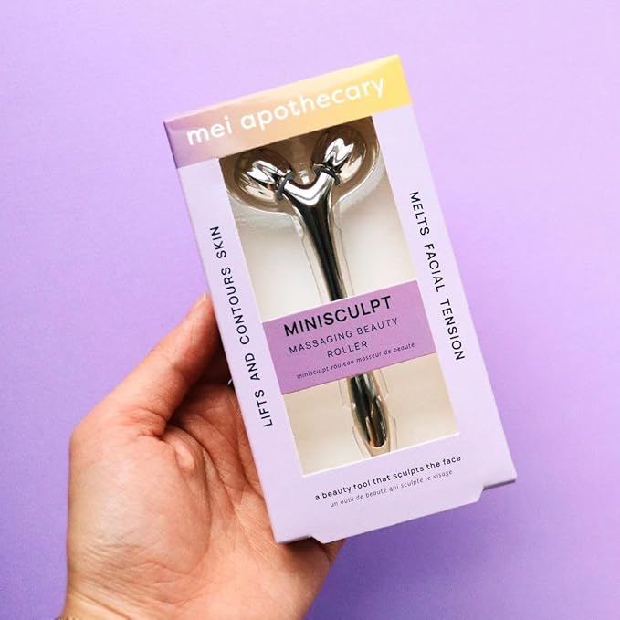 Mei Apothecary MiniSculpt Stainless Steel Mini Facial Massager - Metal Face Roller for Sculpting, Neck & Eye Massage, Depuffing, Skincare Gift
