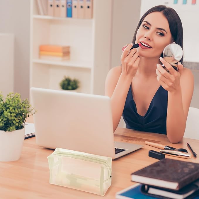 6 Pieces Mesh Makeup Bags Mesh Cosmetic Bag Portable Travel Organizing Zipper Pouch Toiletries Makeup Pouches for Home Office Travel Accessories