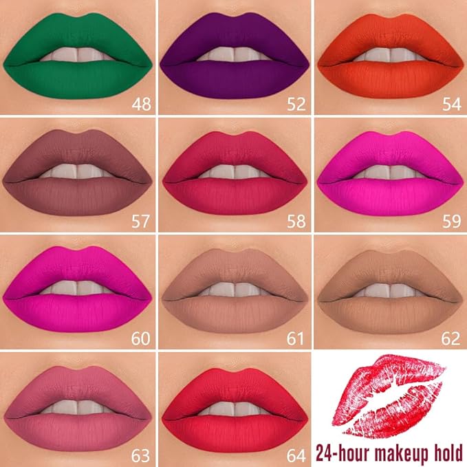 evpct 1Pcs Forest Green Matte Lip Liner & Liquid Lipstick Stain Makeup Set for Women, Green Lip Liner Stain Long Lasting Waterproof Smudge Proof, Cruelty Free Lip Stick Makeup 24 hours originales, 48
