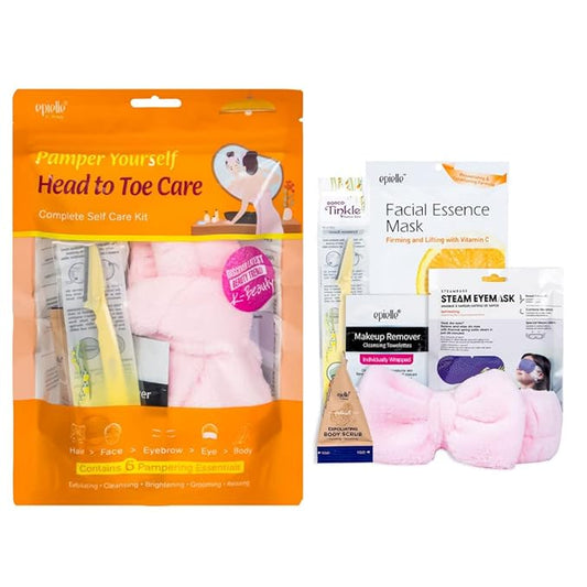 Epielle Pamper Yourself Head to Toe Care Kit, 6 Home Spa Essentials, Exfoliating, Grooming & Relaxing for Radiant Skin, At-Home Spa Kit, Self Care Gifts for Women, Korean Skin Care Set