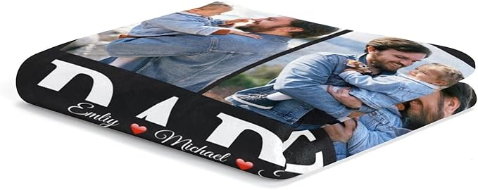 Fathers Day Personalized Gifts for Dad from Daughter Son Gifts for Dad Custom Blankets with Photo, Personalized Photo Blankets Customized Blanket with Picture