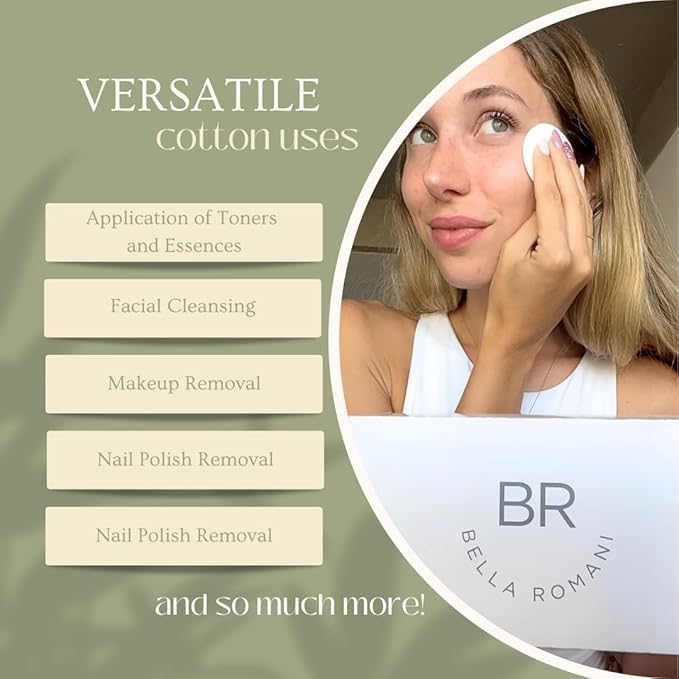 Cotton Rounds Makeup Remover Pads - Pack of 200 - Organic Pads, Lint Free, Eco-Friendly, Compostable, Unique Triple Layers & Ultra Soft - Nail Polish Remover (White, 200)