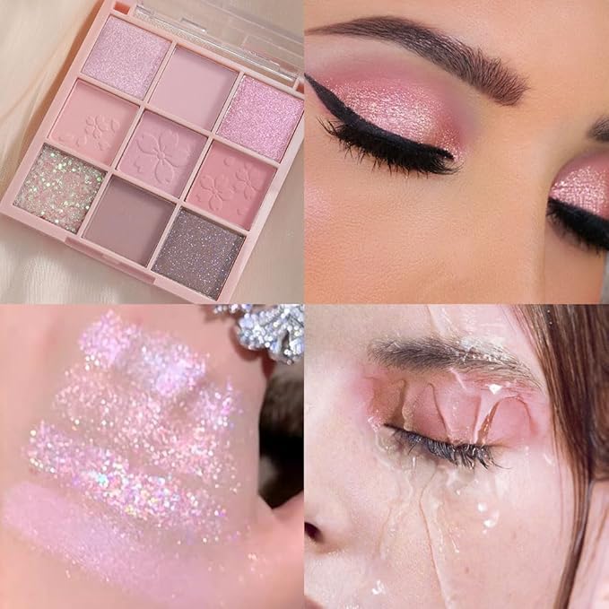 Light Pink Eyeshadow Palette,Neutral Nude Powder Eye Shadow for Older Women,Natural Long Lasting Naturing-Looking Pink Makeup Palette,Talc,Paraben Vegan & Cruelty Free