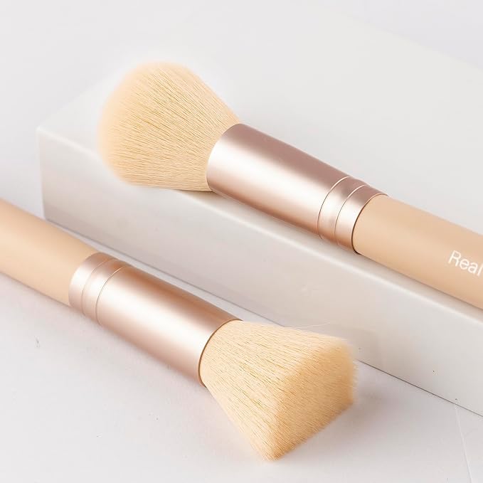 Real Perfection Makeup Brush Set 16 Pcs with 1 Eyebrow Razor Premium Synthetic Foundation Powder Concealers Eyeshadow Blush Makeup Brushes Make up Brushes Kit (Beige)