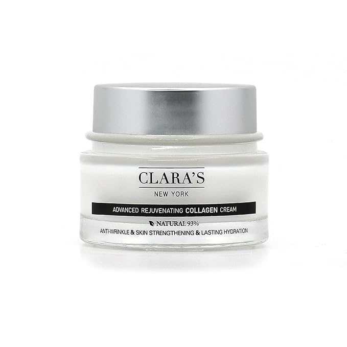 CLARA'S NEW YORK Advanced Rejuvenating Collagen Cream, Anti-Wrinkle and Made for Healthy Glowing Skin, Rich, Non-sticky, Fast-absorbing Formula 50ml MADE IN USA