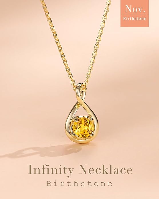FANCIME Birthstone Necklaces for Women Fine Jewelry Sterling Silver Dainty Infinity Pendant Anniversary Birthday Christmas Gifts for Her Wife Mom Lady Daughter, Chain 16"+2" Extend